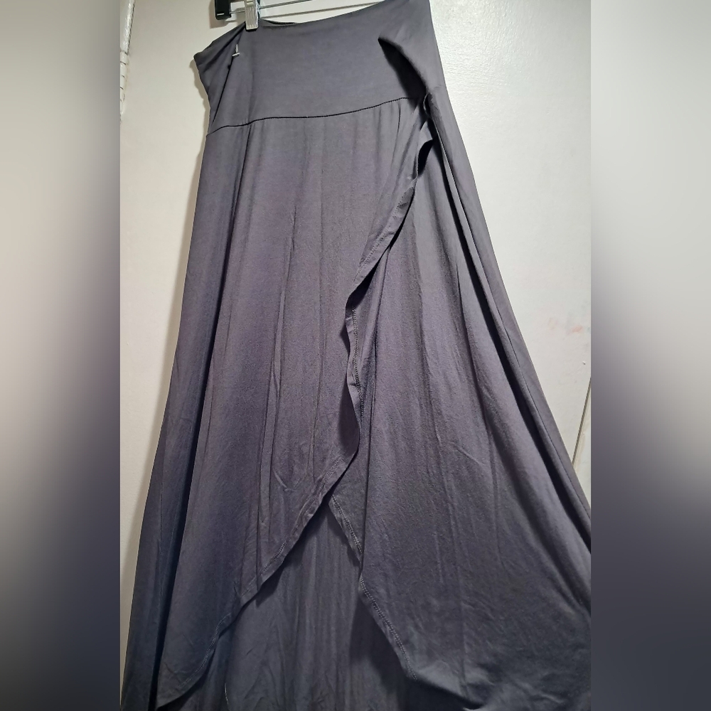 Azules Charcoal Gray High-Low Faux Wrap Maxi Skirt - XL NWT - Picture 8 of 14